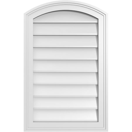 Ekena Millwork Arch Top Surface Mount PVC Gable Vent: Functional, w/ 2"W x 1-1/2"P Brickmould Frame, 18"W x 28"H GVPAR18X2802SF